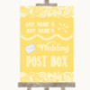 Yellow Burlap & Lace Card Post Box Personalised Wedding Sign