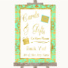 Mint Green & Gold Cards & Gifts Table Personalised Wedding Sign