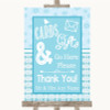 Winter Blue Cards and Gifts Table Personalised Wedding Sign