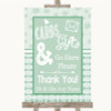 Winter Green Cards & Gifts Table Personalised Wedding Sign