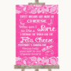 Bright Pink Burlap & Lace Cheese Board Song Personalised Wedding Sign