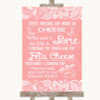 Coral Burlap & Lace Cheese Board Song Personalised Wedding Sign