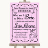 Pink Cheese Board Song Personalised Wedding Sign
