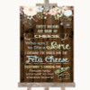 Rustic Floral Wood Cheese Board Song Personalised Wedding Sign