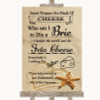 Sandy Beach Cheese Board Song Personalised Wedding Sign