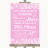 Pink Burlap & Lace Cheesecake Cheese Song Personalised Wedding Sign