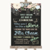 Shabby Chic Chalk Cheesecake Cheese Song Personalised Wedding Sign