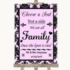 Baby Pink Damask Choose A Seat We Are All Family Personalised Wedding Sign