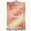 Coral Pink Choose A Seat We Are All Family Personalised Wedding Sign