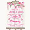 Pink Rustic Wood Confetti Personalised Wedding Sign