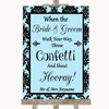 Sky Blue Damask Confetti Personalised Wedding Sign