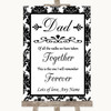 Black & White Damask Dad Walk Down The Aisle Personalised Wedding Sign