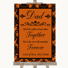 Burnt Orange Damask Dad Walk Down The Aisle Personalised Wedding Sign