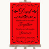 Red Dad Walk Down The Aisle Personalised Wedding Sign