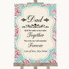Vintage Shabby Chic Rose Dad Walk Down The Aisle Personalised Wedding Sign