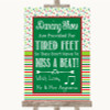 Red & Green Winter Dancing Shoes Flip-Flop Tired Feet Personalised Wedding Sign