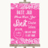 Bright Pink Burlap & Lace Date Jar Guestbook Personalised Wedding Sign