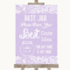 Lilac Burlap & Lace Date Jar Guestbook Personalised Wedding Sign