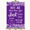 Purple Burlap & Lace Date Jar Guestbook Personalised Wedding Sign