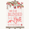 Coral Rustic Wood Don't Be Blinded Sunglasses Personalised Wedding Sign
