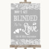 Grey Burlap & Lace Don't Be Blinded Sunglasses Personalised Wedding Sign