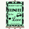 Mint Green Damask Don't Be Blinded Sunglasses Personalised Wedding Sign