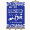 Navy Blue Burlap & Lace Don't Be Blinded Sunglasses Personalised Wedding Sign