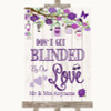Purple Rustic Wood Don't Be Blinded Sunglasses Personalised Wedding Sign