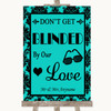 Turquoise Damask Don't Be Blinded Sunglasses Personalised Wedding Sign