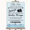 Blue Shabby Chic Don't Post Photos Facebook Personalised Wedding Sign