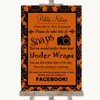 Burnt Orange Damask Don't Post Photos Facebook Personalised Wedding Sign