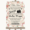 Vintage Roses Don't Post Photos Facebook Personalised Wedding Sign