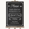 Chalk Style Don't Post Photos Online Social Media Personalised Wedding Sign