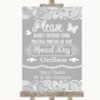 Grey Burlap & Lace Don't Post Photos Online Social Media Wedding Sign