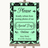 Mint Green Damask Don't Post Photos Online Social Media Wedding Sign