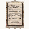 Vintage Don't Post Photos Online Social Media Personalised Wedding Sign