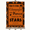 Burnt Orange Damask Drink Champagne Dance Stars Personalised Wedding Sign