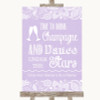 Lilac Burlap & Lace Drink Champagne Dance Stars Personalised Wedding Sign