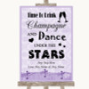 Lilac Shabby Chic Drink Champagne Dance Stars Personalised Wedding Sign