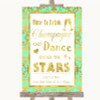 Mint Green & Gold Drink Champagne Dance Stars Personalised Wedding Sign