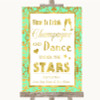 Mint Green and Gold Drink Champagne Dance Stars Personalised Wedding Sign