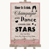 Pink Shabby Chic Drink Champagne Dance Stars Personalised Wedding Sign