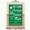 Red & Green Winter Drink Champagne Dance Stars Personalised Wedding Sign