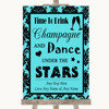 Tiffany Blue Damask Drink Champagne Dance Stars Personalised Wedding Sign