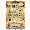 Autumn Vintage Fingerprint Tree Instructions Personalised Wedding Sign