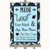 Sky Blue Damask Fingerprint Tree Instructions Personalised Wedding Sign