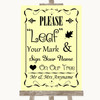 Yellow Fingerprint Tree Instructions Personalised Wedding Sign