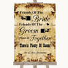 Autumn Vintage Friends Of The Bride Groom Seating Personalised Wedding Sign