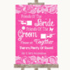 Bright Pink Burlap & Lace Friends Of The Bride Groom Seating Wedding Sign