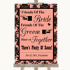 Coral Damask Friends Of The Bride Groom Seating Personalised Wedding Sign